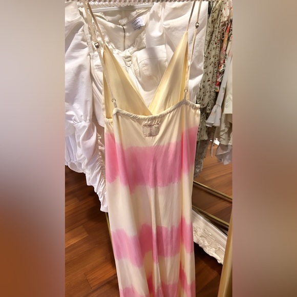 Gypsy 05 100% Silk Pink & Cream Max Dress Medium - Picture 3 of 13